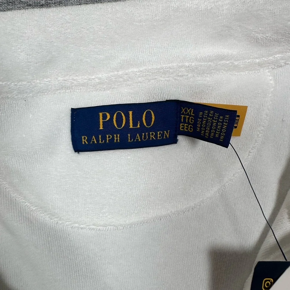 Polo Ralph Lauren Shirt Mens XXL White Terry Cloth Short Sleeve Preppy Outdoor